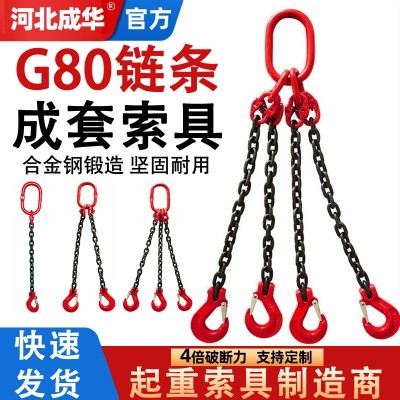 批发G80锰钢链条索具起重吊装成套索具单双四腿四肢组合链条索具  1套